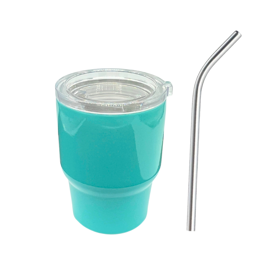 Mini Tumbler Insulated Shot Glass With Straw 3oz