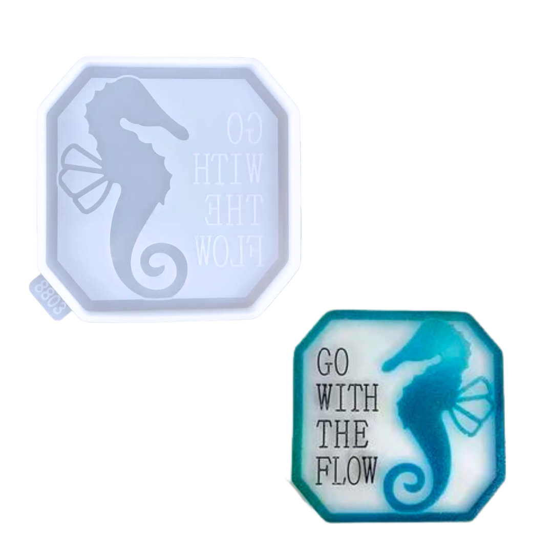 Go With The Flow Seahorse Coaster Mold for Epoxy Resin Art