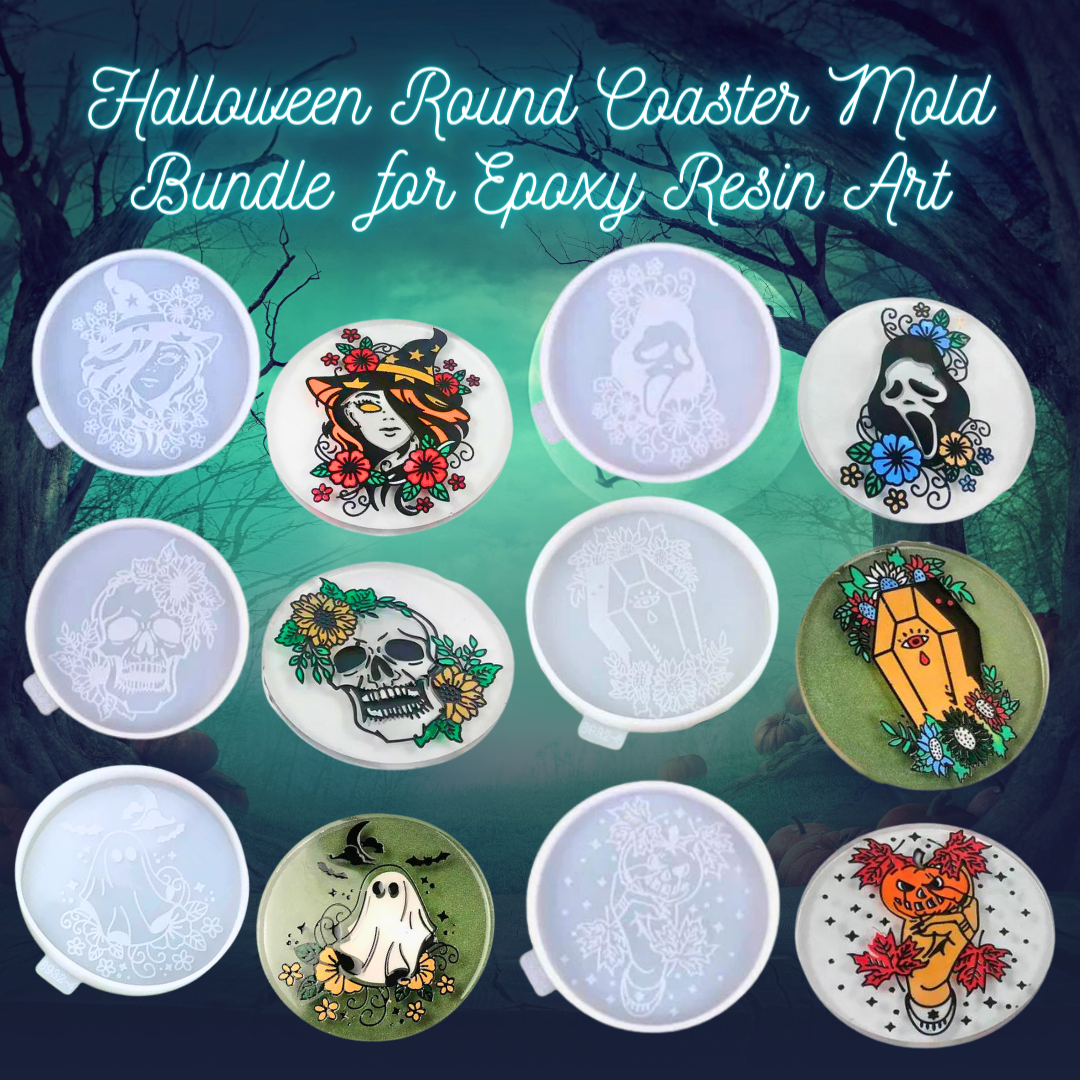 Halloween Round Coaster Mold Bundle for Epoxy Resin Art - Resin