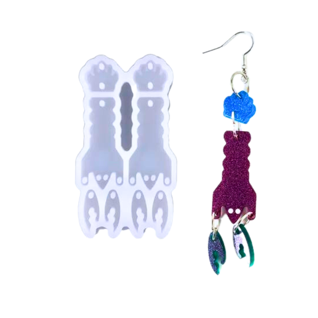 Lobster Dangle Earring Mold for UV Resin and Epoxy Resin