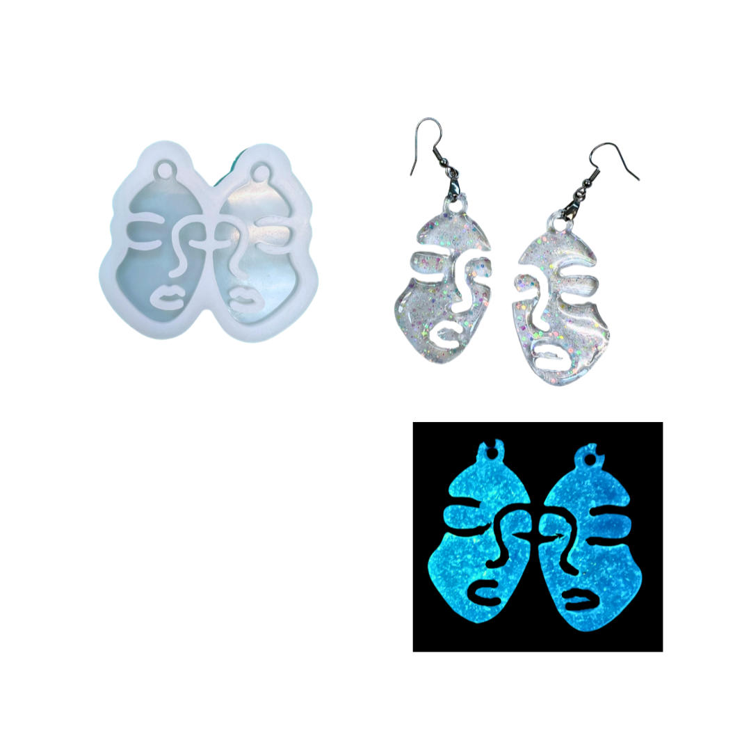 Art Deco Face Dangle Earring Mold for UV and Epoxy Resin Art Jewelry