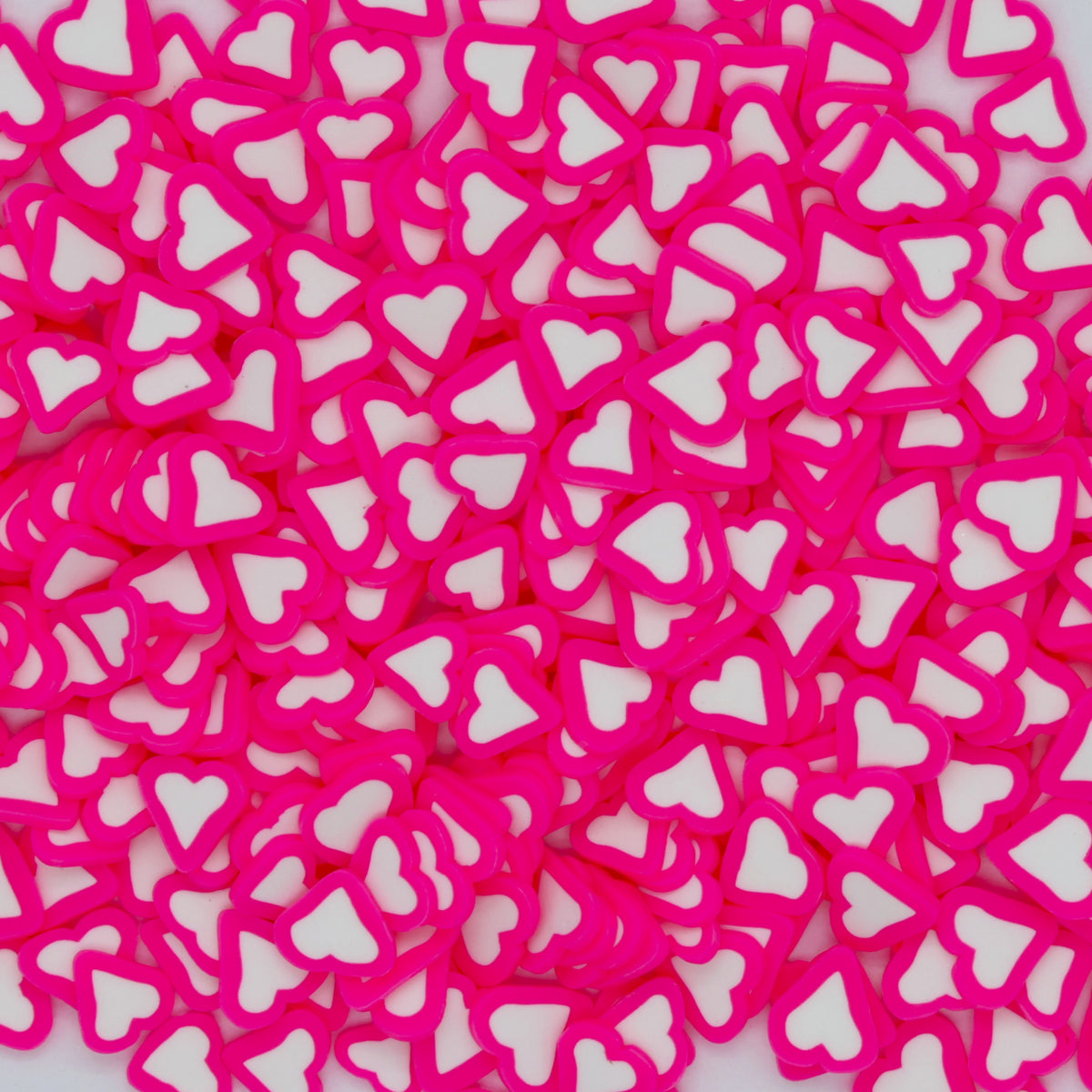 Pink White Hearts Polymer Clay Mix