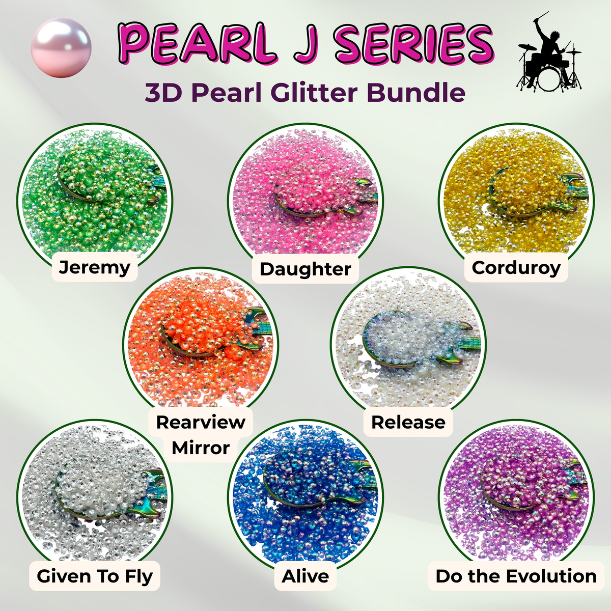 Pearl J Series 3D Pearl Glitter Mix Bundle
