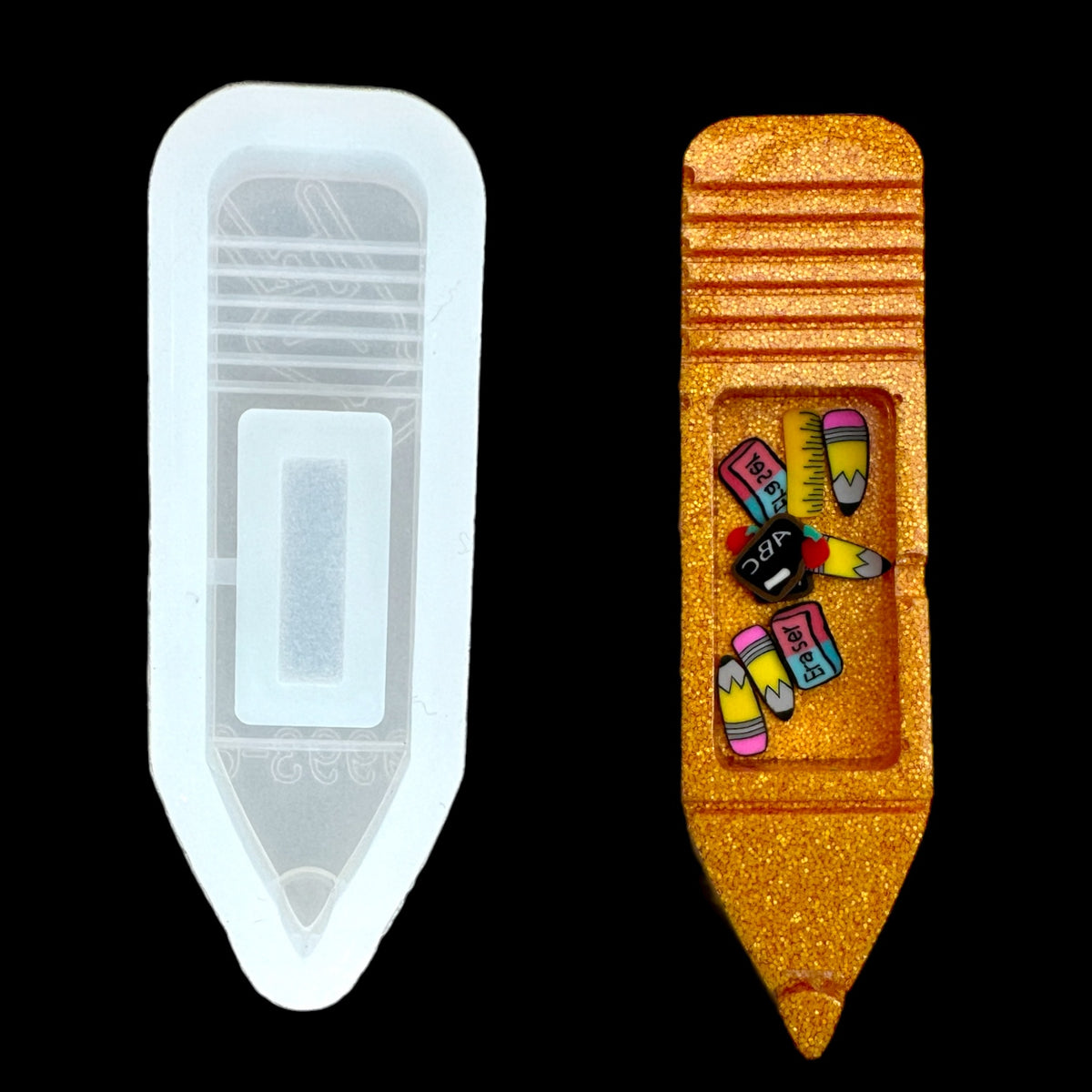 Pencil Teacher Shaker Badge Reel or Phone Grip Mold