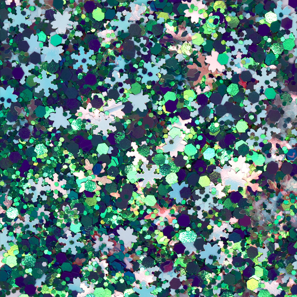 Silent Night Holographic Holiday Chunky Color-shifting Glitter Mix with Shapes