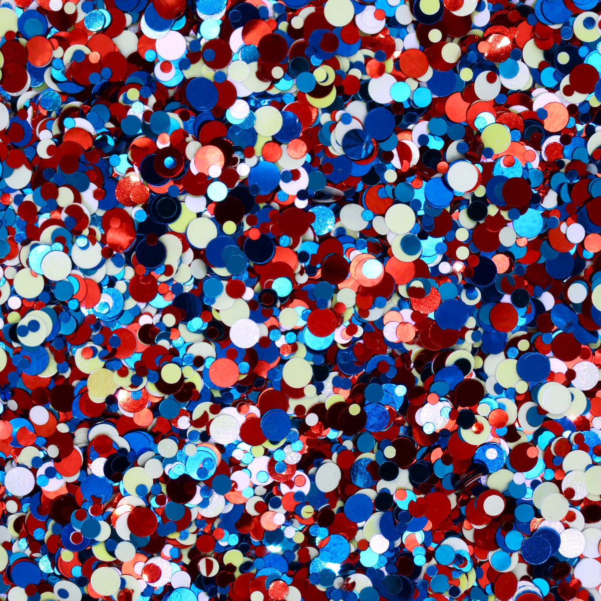 Firework Red White Opal and Blue Chunky Metallic Dot Glitter Mix