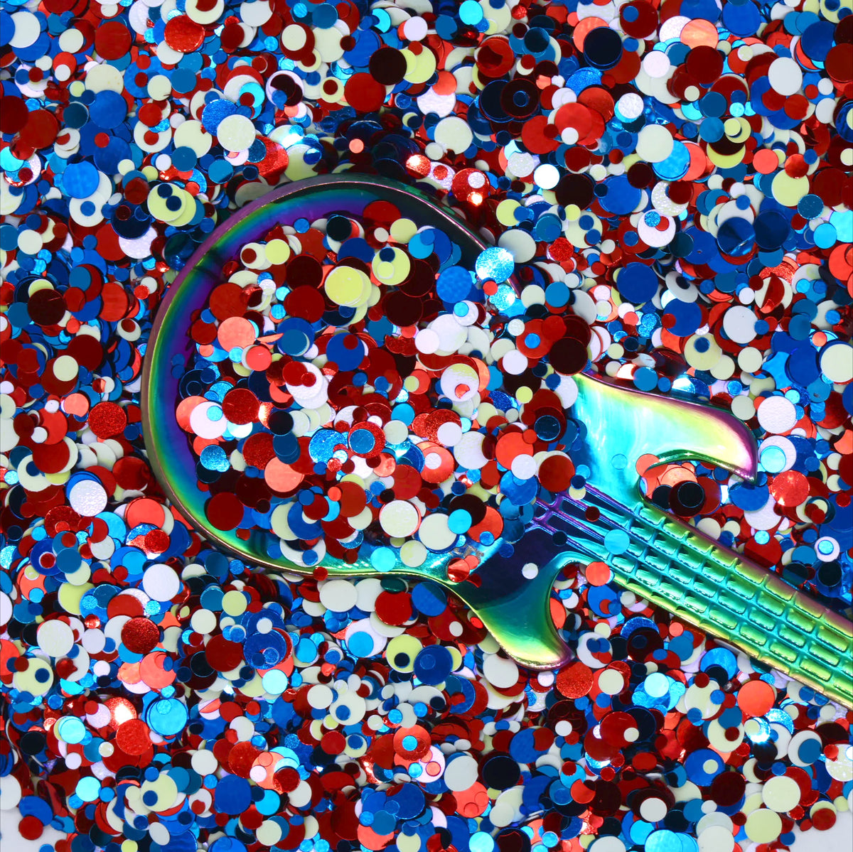 Firework Red White Opal and Blue Chunky Metallic Dot Glitter Mix