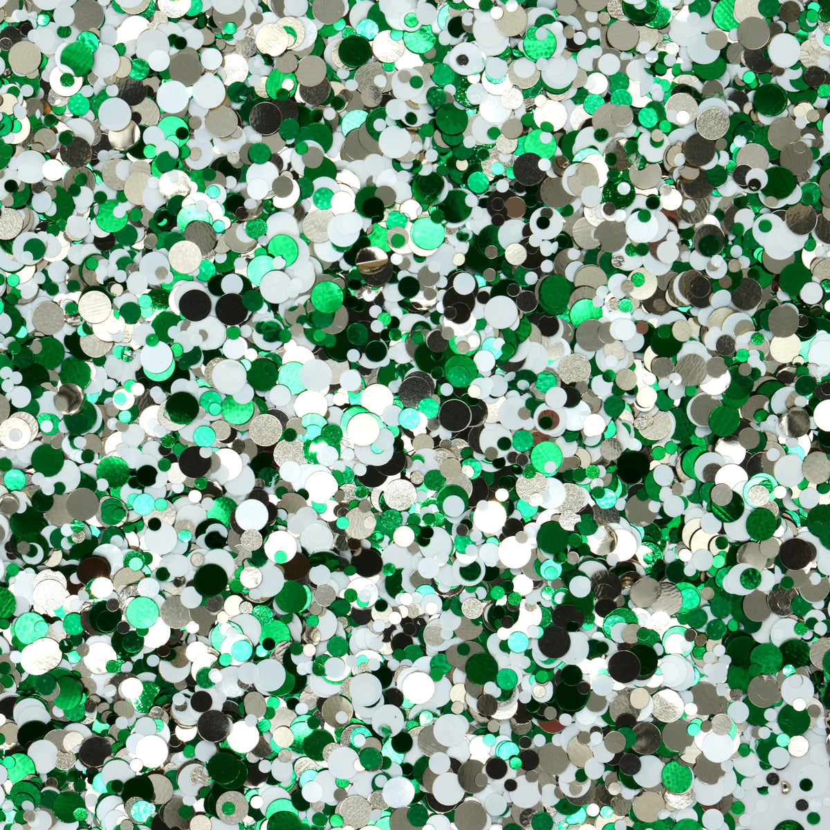 Wide Awake Green White Silver Chunky Metallic Dot Glitter Mix