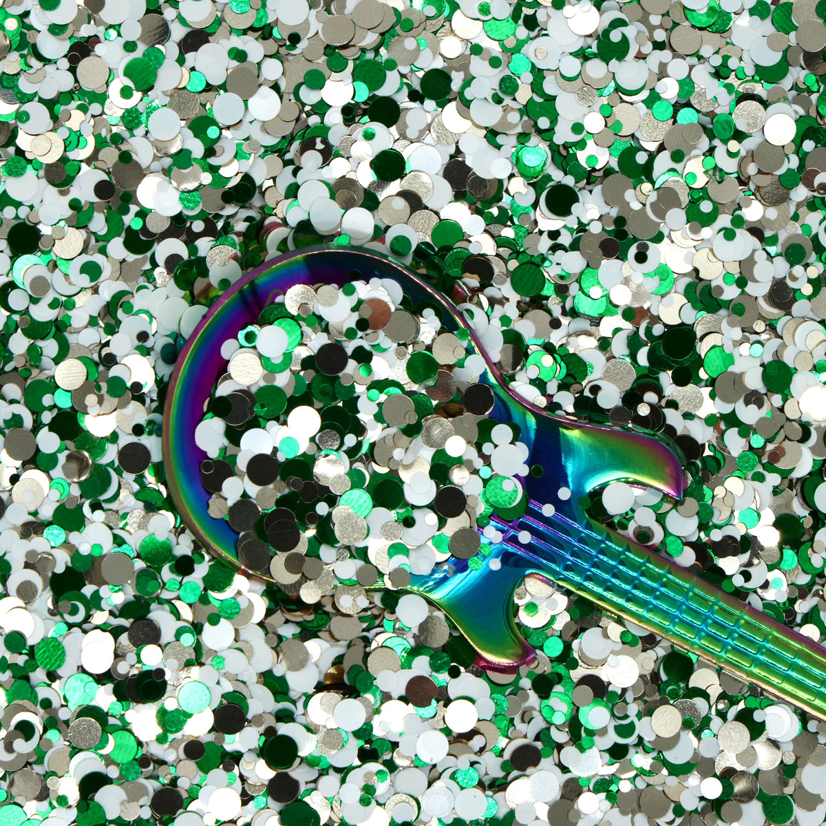 Wide Awake Green White Silver Chunky Metallic Dot Glitter Mix