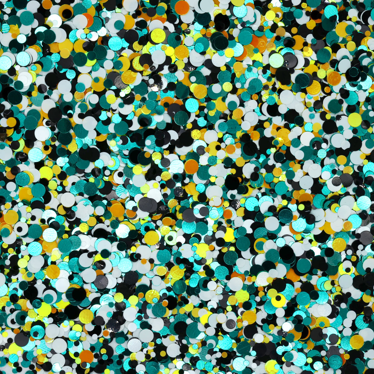 Roar Teal Yellow Black White Chunky Metallic Dot Glitter Mix