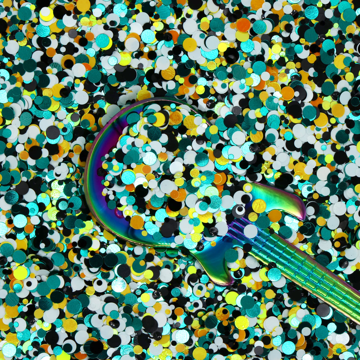 Roar Teal Yellow Black White Chunky Metallic Dot Glitter Mix