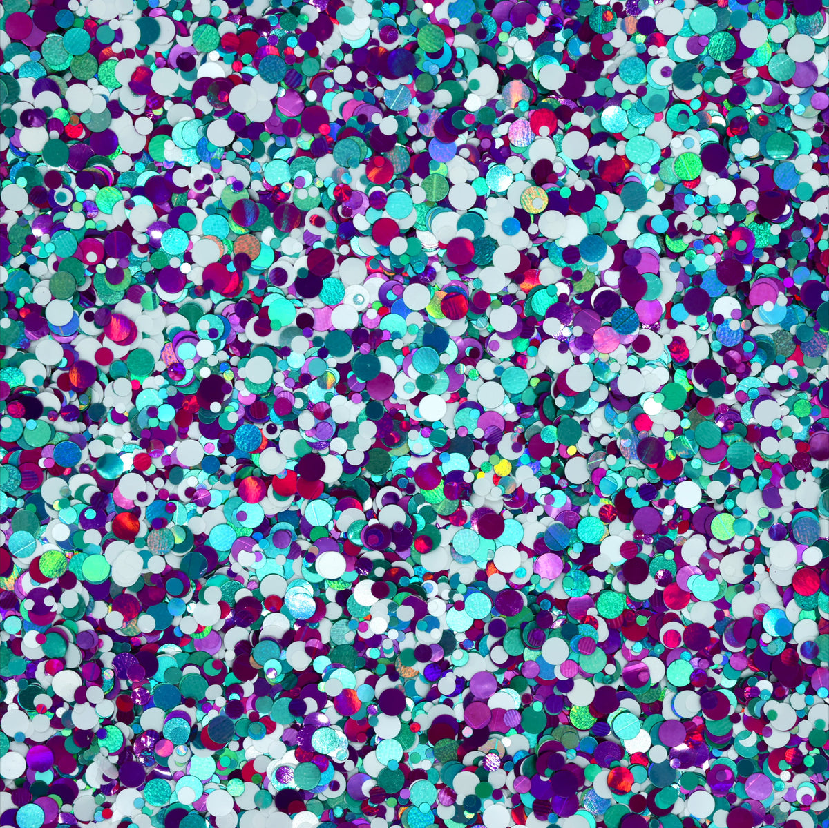 California Gurls Teal White Purple Chunky Holographic Dot Glitter Mix