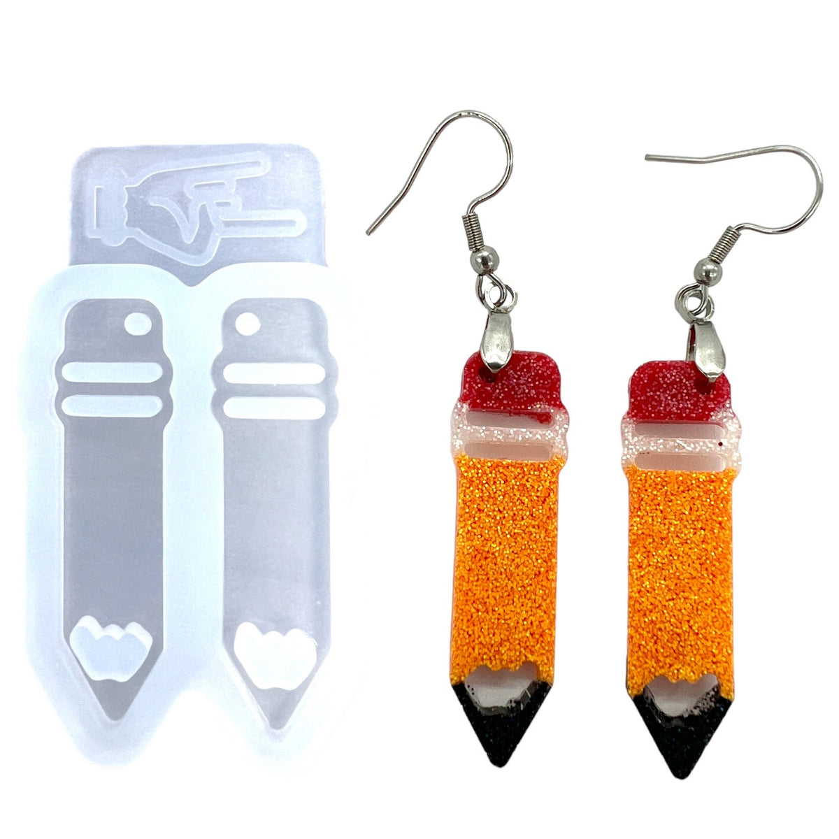 Resin Rockers Exclusive Teacher Pencil Dangle Earring Mold for UV Resin and Epoxy Resin