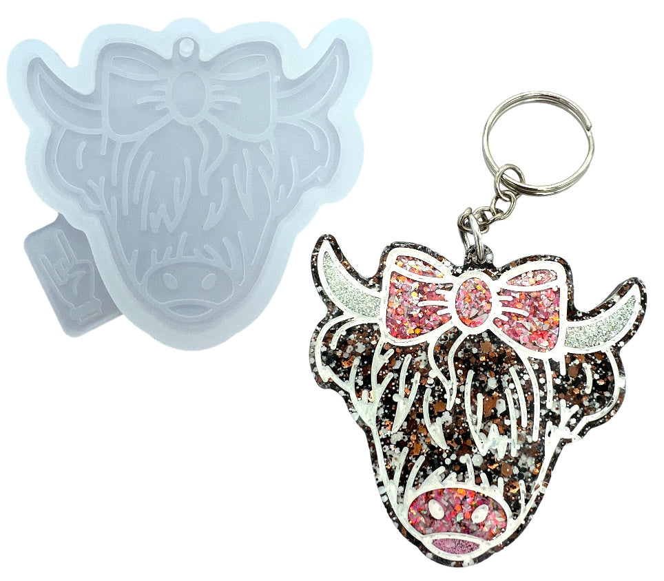 Resin Rockers Exclusive Highland Cow Keychain Mold for UV and Epoxy Resin Art