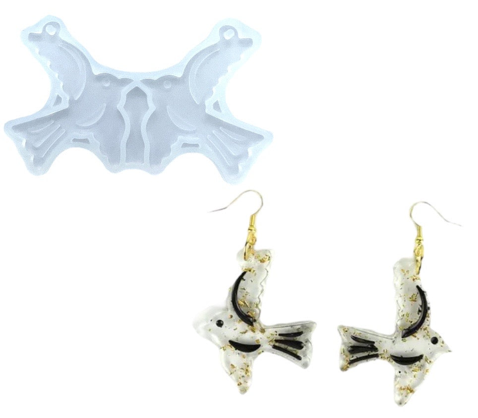 Flying Birds Dangle Earring Mold for UV Resin and Epoxy Resin