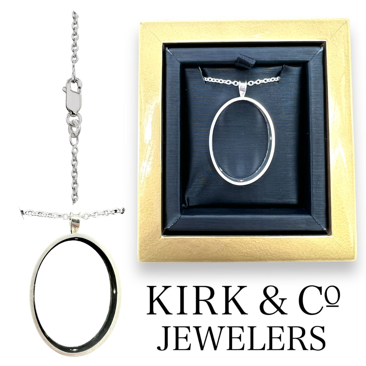 Handcrafted Premium Solid Sterling Silver Oval Backless Bezel Blank With Chain For UV and Epoxy Resin