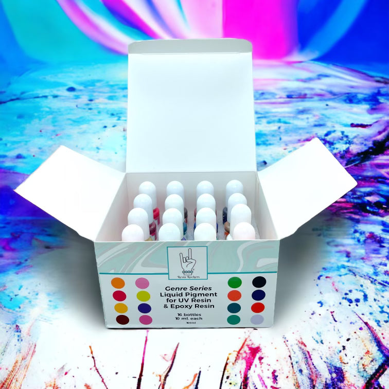 Genre Liquid Pigment Kit For UV Resin and Epoxy Resin 16 Colors 10g Bottles