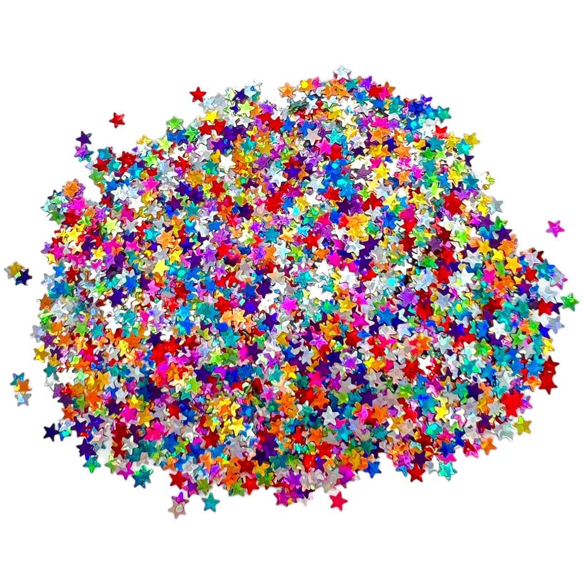 Multicolor Mini Stars Holographic Glitter Shapes