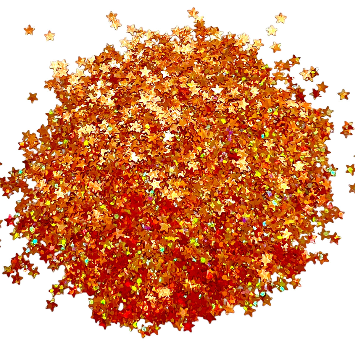Orange Mini Stars Holographic Glitter Shapes