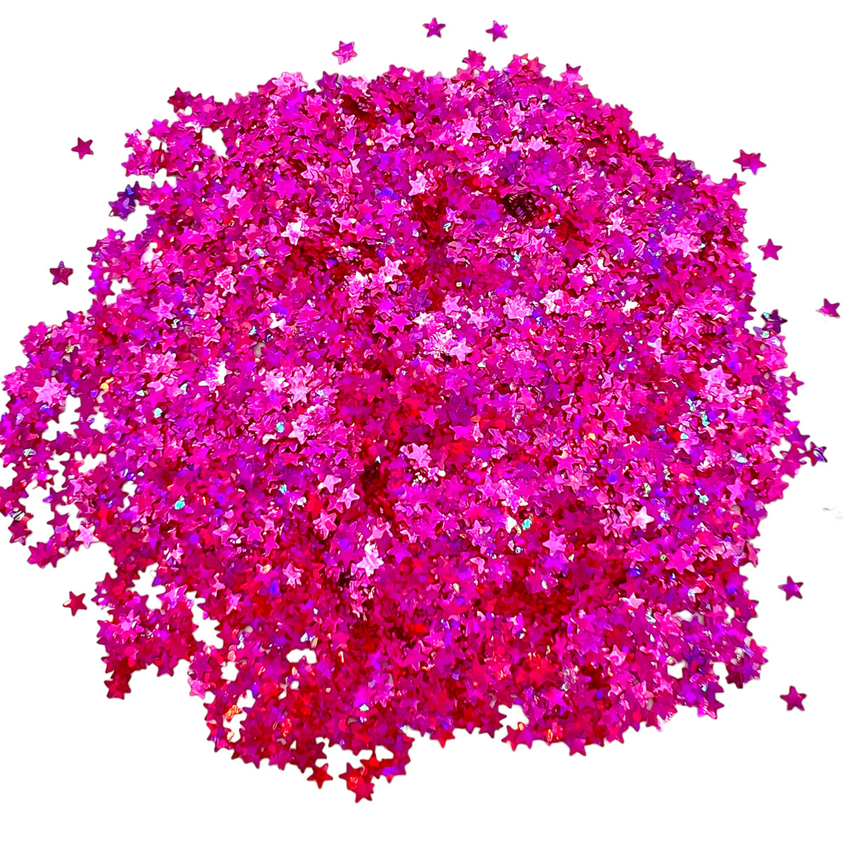 Hot Pink Mini Stars Holographic Glitter Shapes