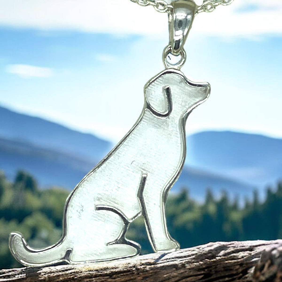Dog 925 Sterling Silver Bezel Blank With Chain Keepsake For UV and Epoxy Resin with FREE Gift Box