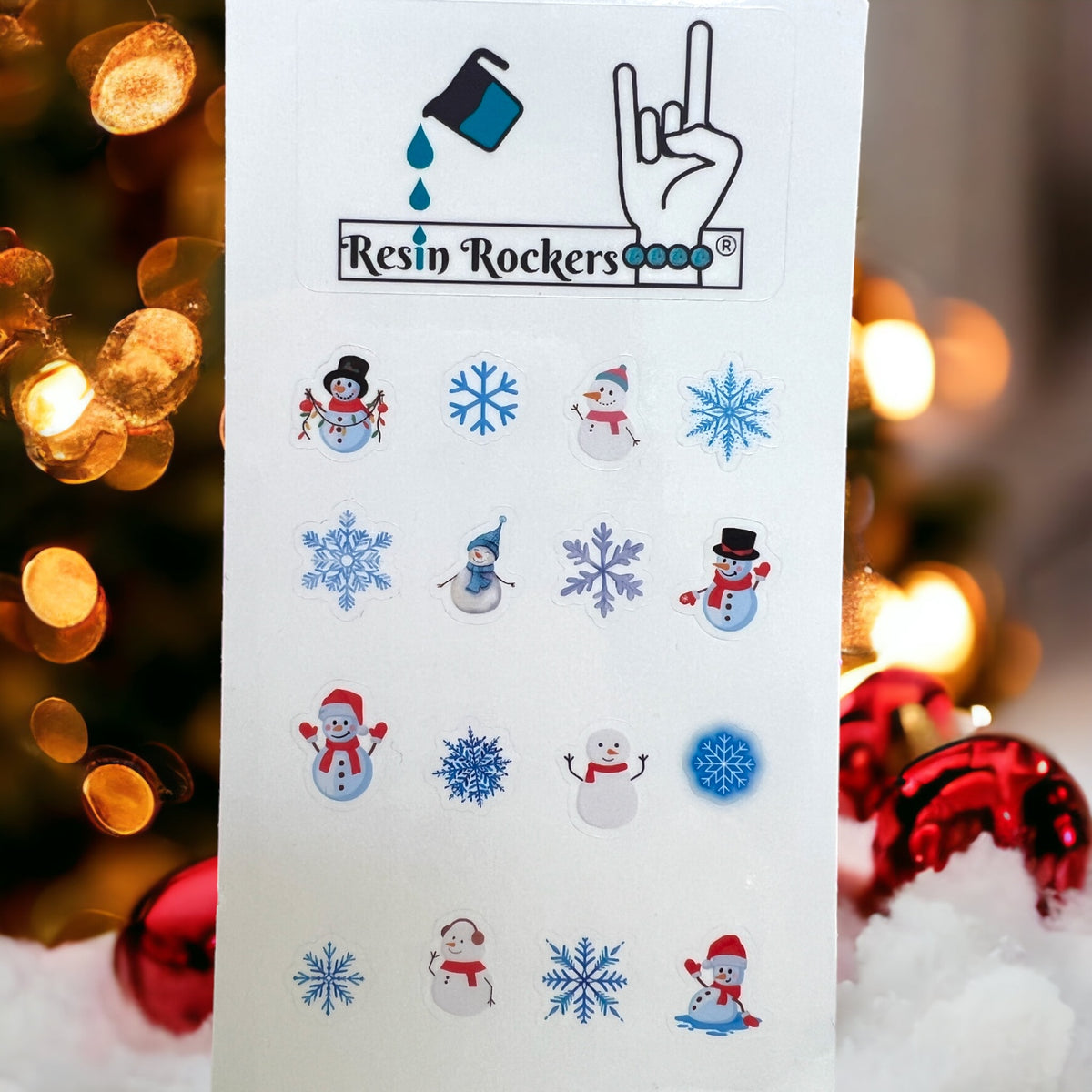 Snowman and Snowflakes Mini White Cast Vinyl Decals for Resin Pens and Resin Art