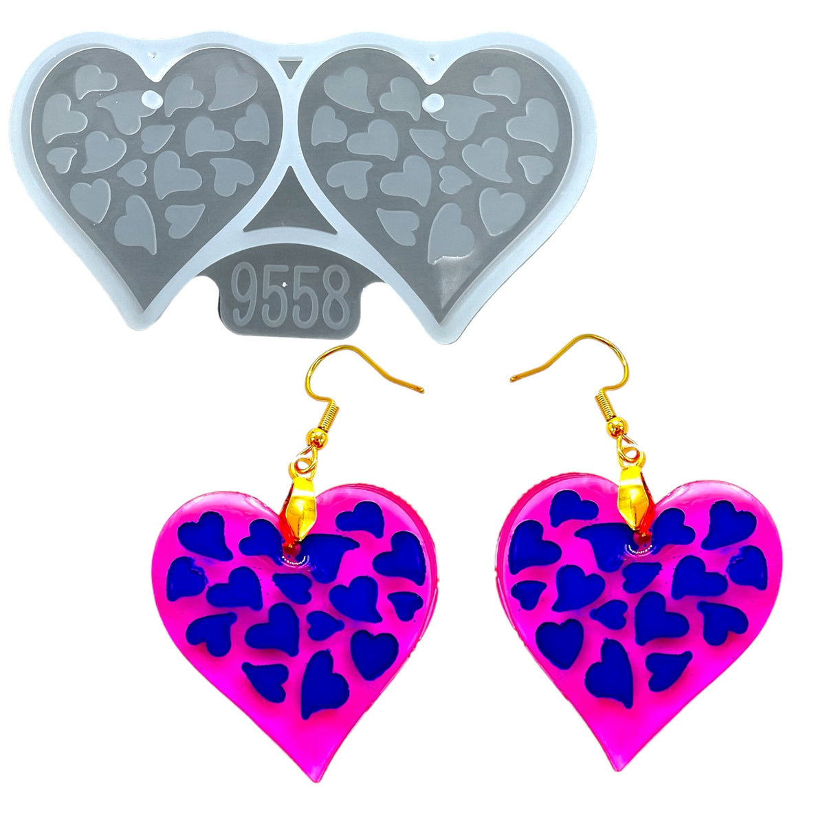 Whimsical Hearts Heart Dangle Earring Mold for UV and Epoxy Resin