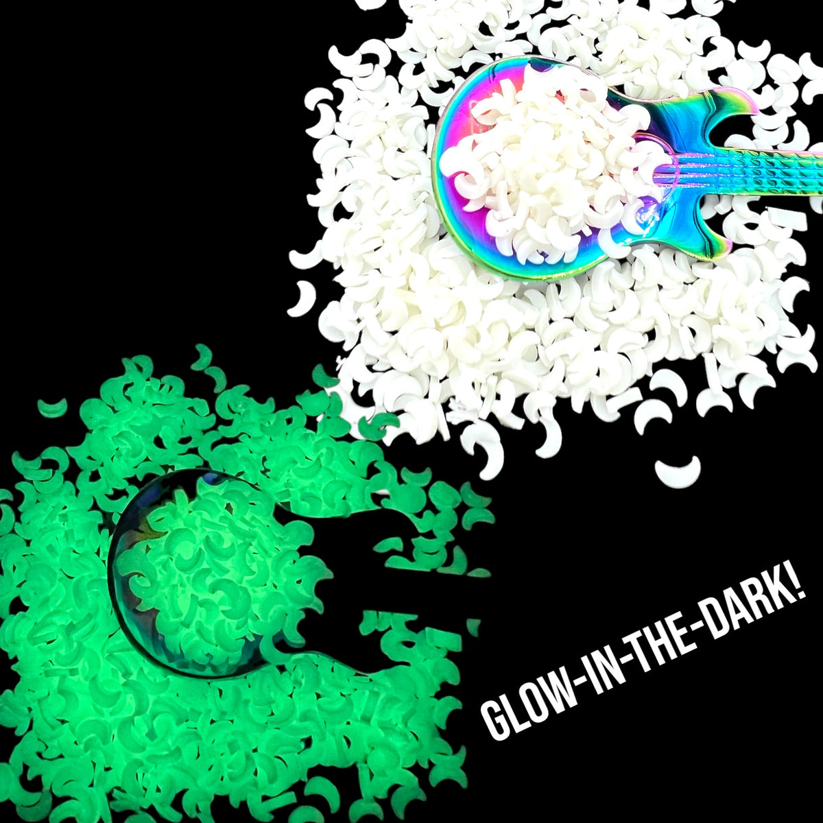 Glow in the Dark Crescent Moon Polymer Clay Pieces for Epoxy and UV Resin Art