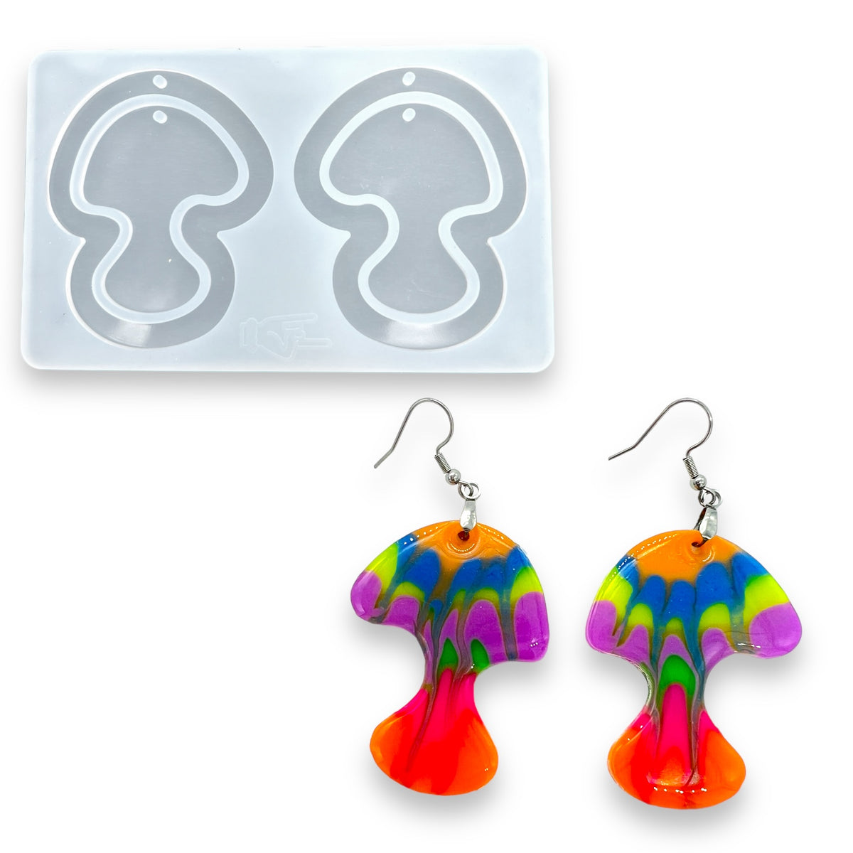 Resin Rockers Exclusive Premium Dual Mushroom Dangle Earring Mold for UV and Epoxy Resin Art Jewelry