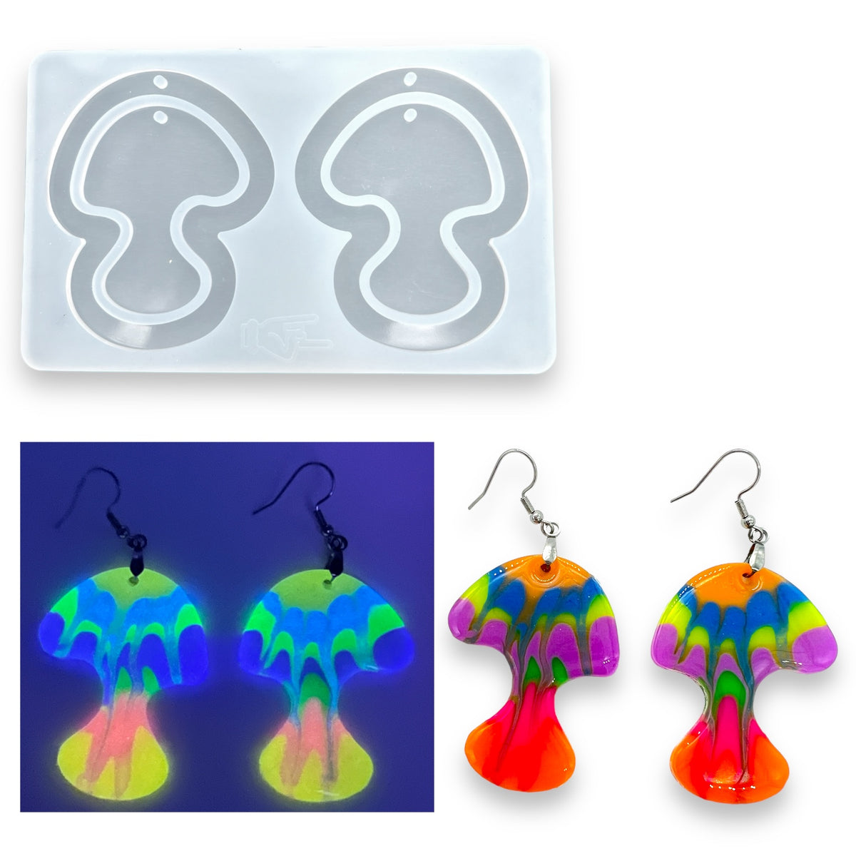 Resin Rockers Exclusive Premium Dual Mushroom Dangle Earring Mold for UV and Epoxy Resin Art Jewelry