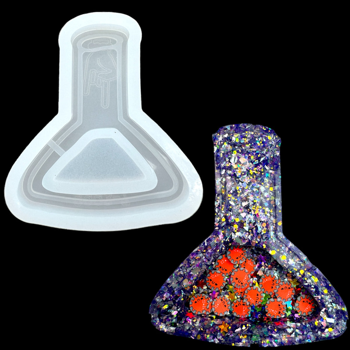 Beaker Erlenmeyer Flask Shaker Badge Reel or Phone Grip Shaker Silicone Mold for Epoxy and UV Resin Art