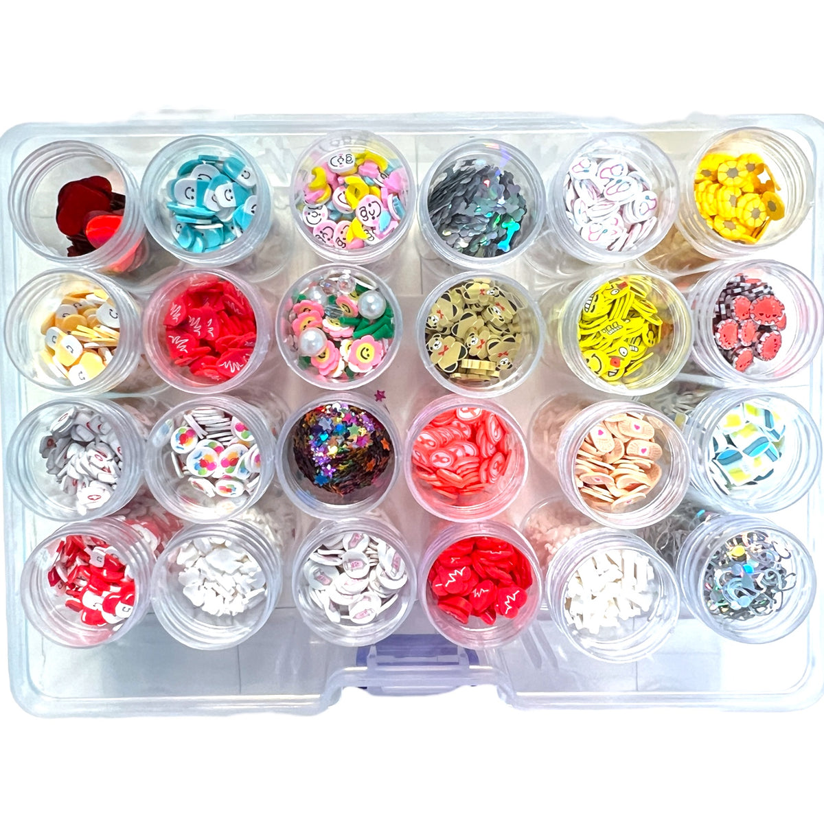 MediMix 24 Pack Polymer Clay and Glitter Shape Kit with FREE Tube Compartment Container Crafting Organizer Box