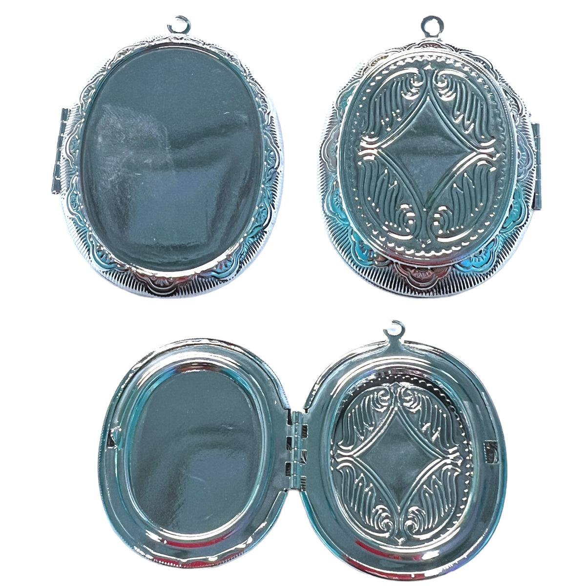 Silver Stainless Steel Locket Necklace Bezel Pendant Blank for UV or Epoxy Resin