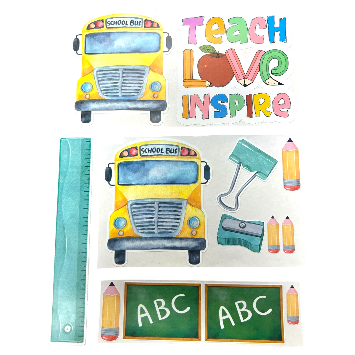 Teach Love Inspire White Cast Vinyl Decals for Resin Pens and Resin Art