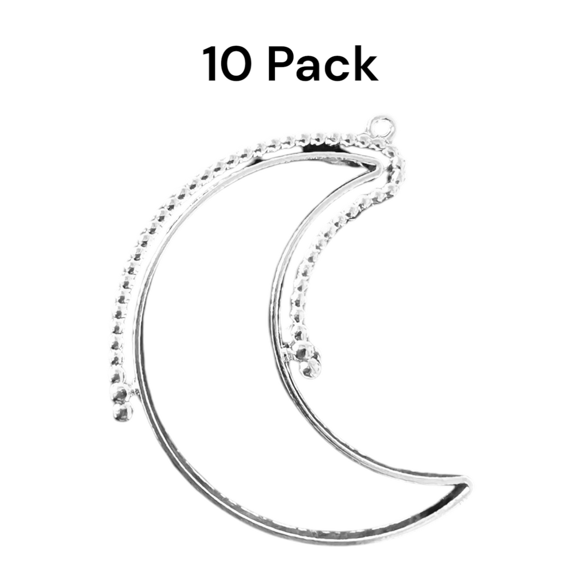 10 Pack of Crescent Moon Shaped Open Back Spinner Pendant Bezel Blank for UV or Epoxy Resin