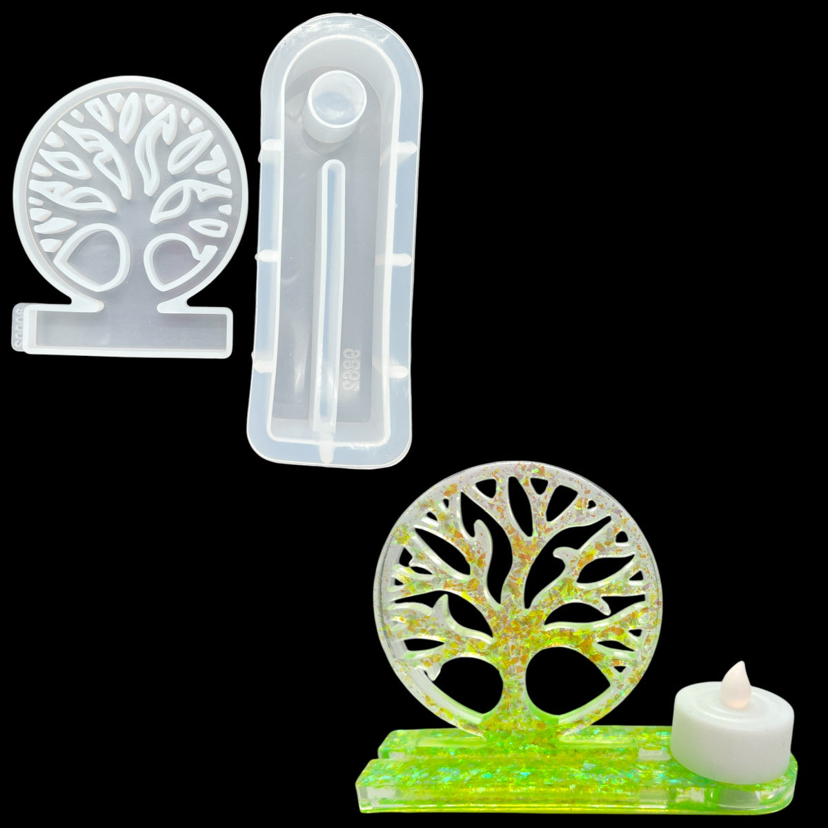 Tree of Life 2 Piece Candle Holder Mold for Epoxy Resin Art