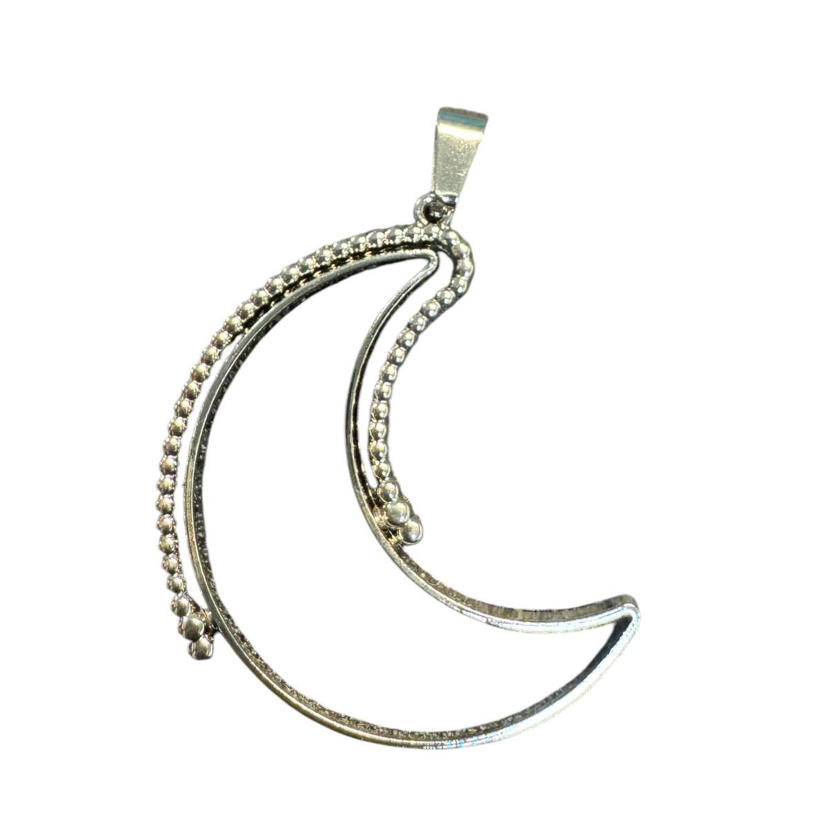 10 Pack of Crescent Moon Shaped Open Back Spinner Pendant Bezel Blank