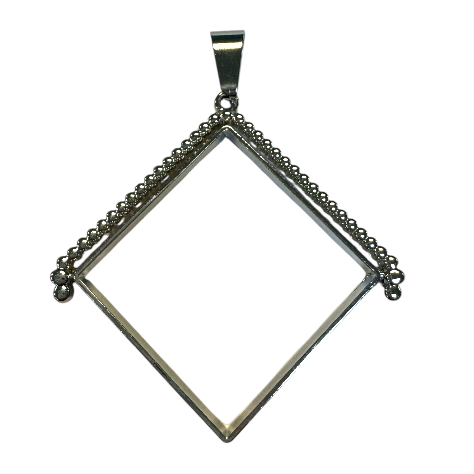 10 Pack of Diamond Shaped Open Back Spinner Pendant Bezel Blank with Pinch Clip