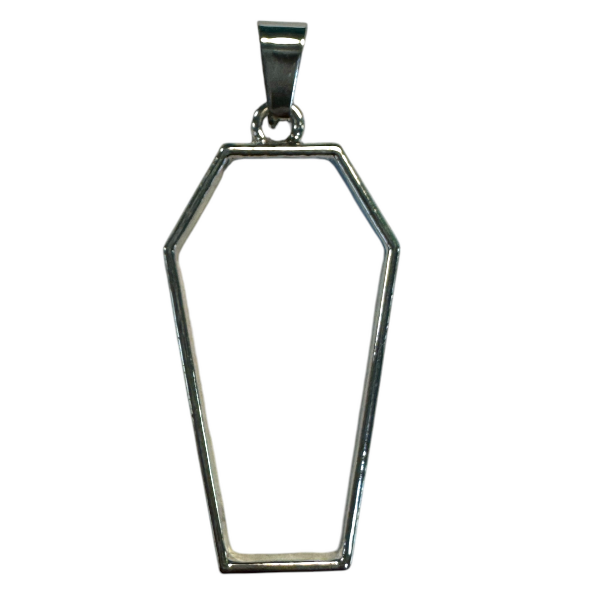 10 Pack of Coffin Shaped Open Back Pendant or Earring Bezel Blank with Pinch Clip