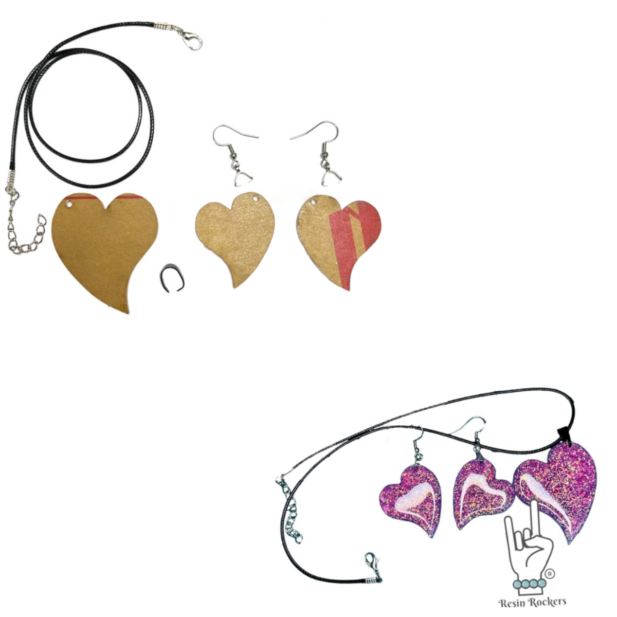 Heart Shaped Acrylic Blank Jewelry Set