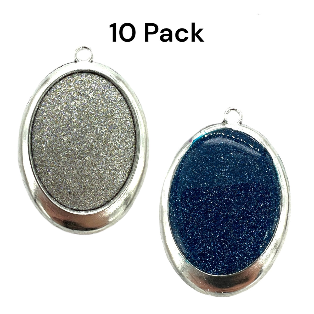 10 Pack of Oval Shaped Pendant Bezel with Border Blank