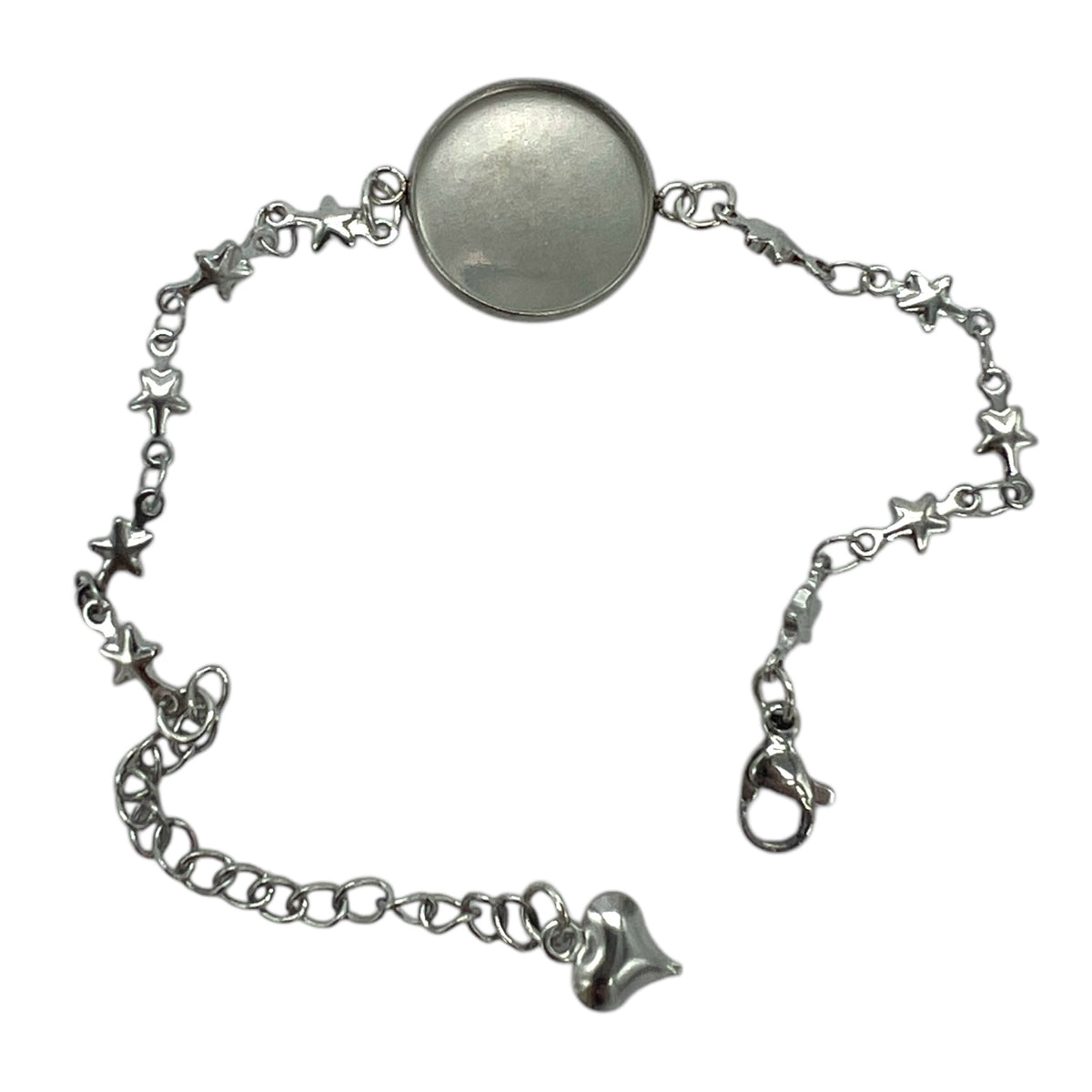 Single Round Bezel Silver Star Chain Bracelet