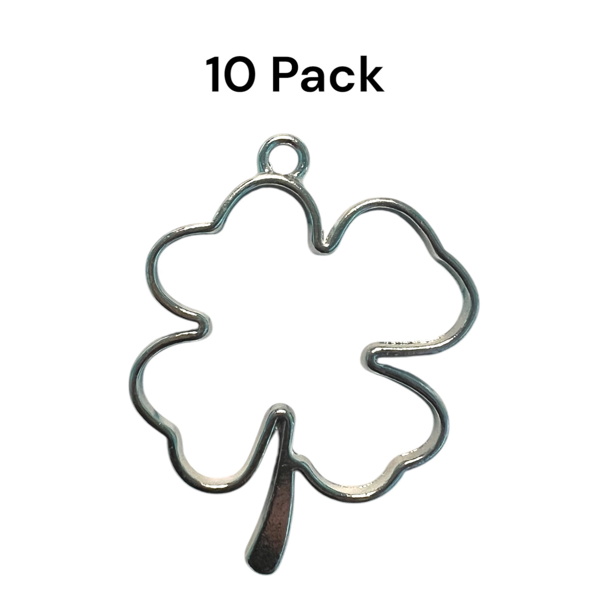 10 Pack of Four-leaf Clover Shaped Open Back Pendant or Earring Bezel Blank with Pinch Clip