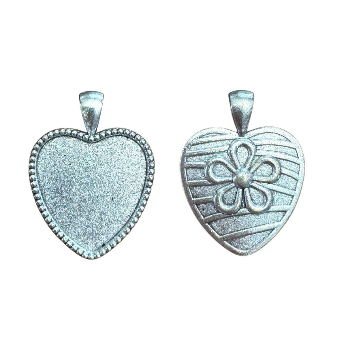 10-Pack of Double-sided Heart Pendant Bezel Blanks