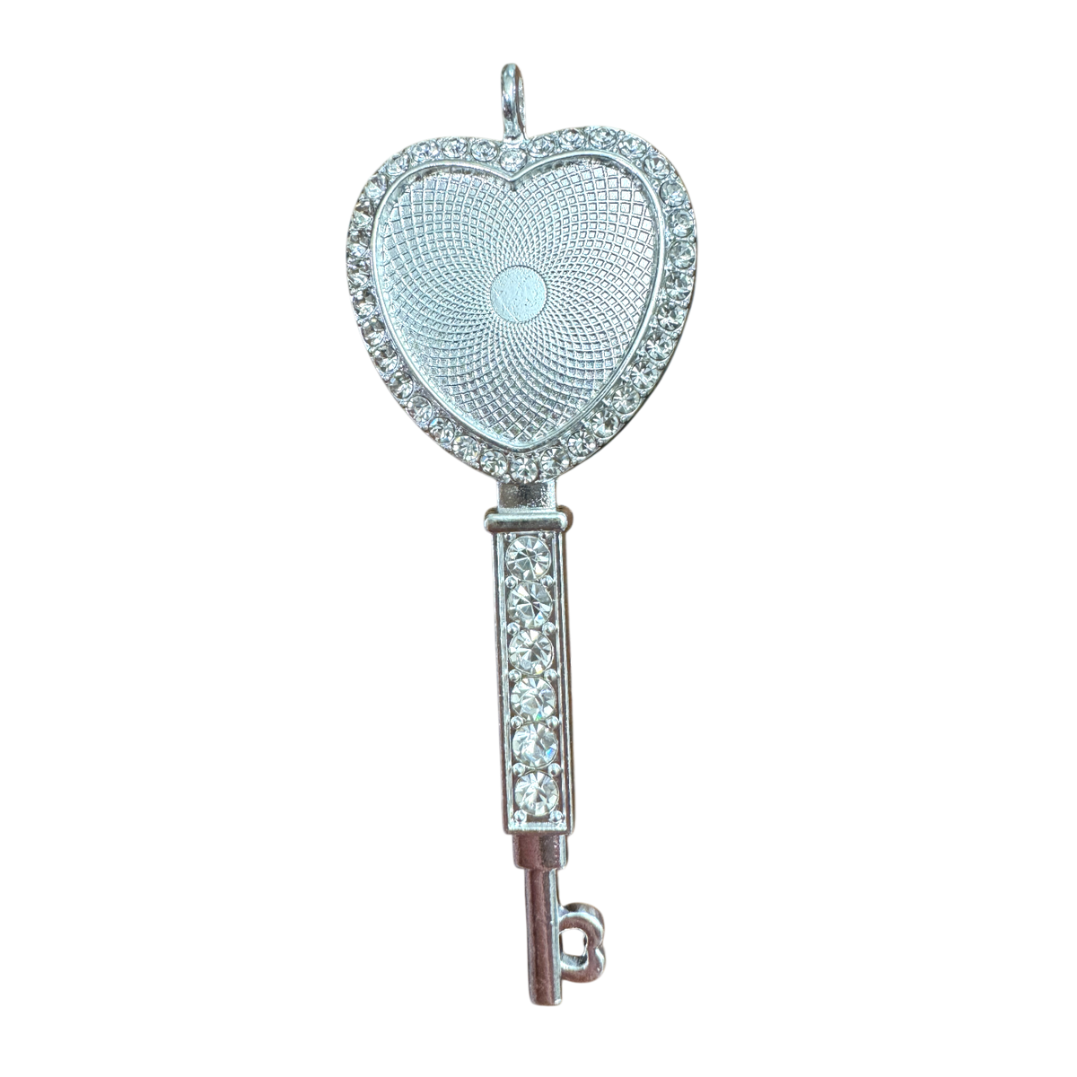 Cubic Zirconia Heart Key Pendant Bezel Blank