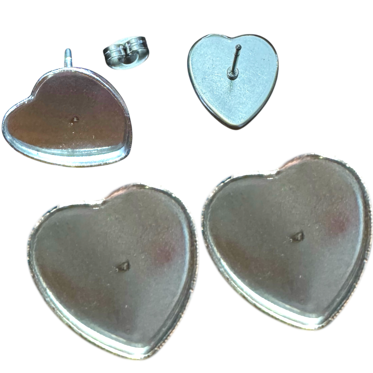 Mini Heart Stud Earring Blanks for UV or Epoxy Resin (5 Pair)