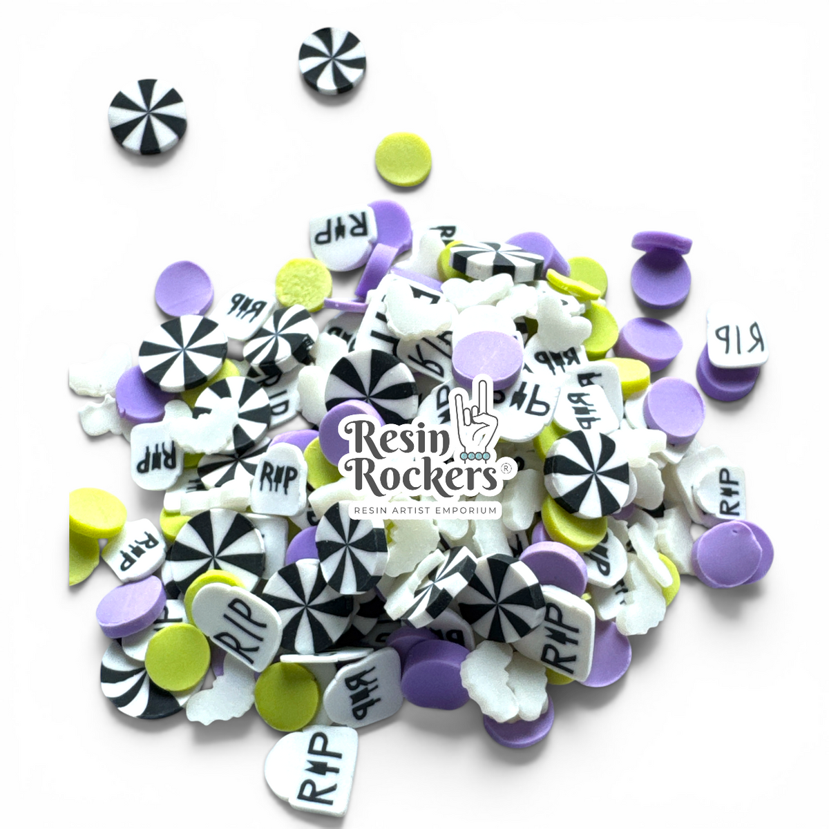 RIP Tombstone Spooky Halloween Mix Polymer Clay Pieces