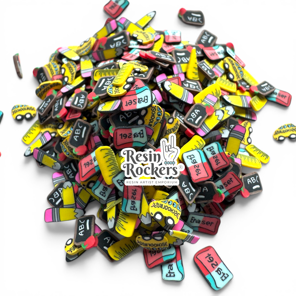 School Supplies Fun Polymer Clay Piece Mix