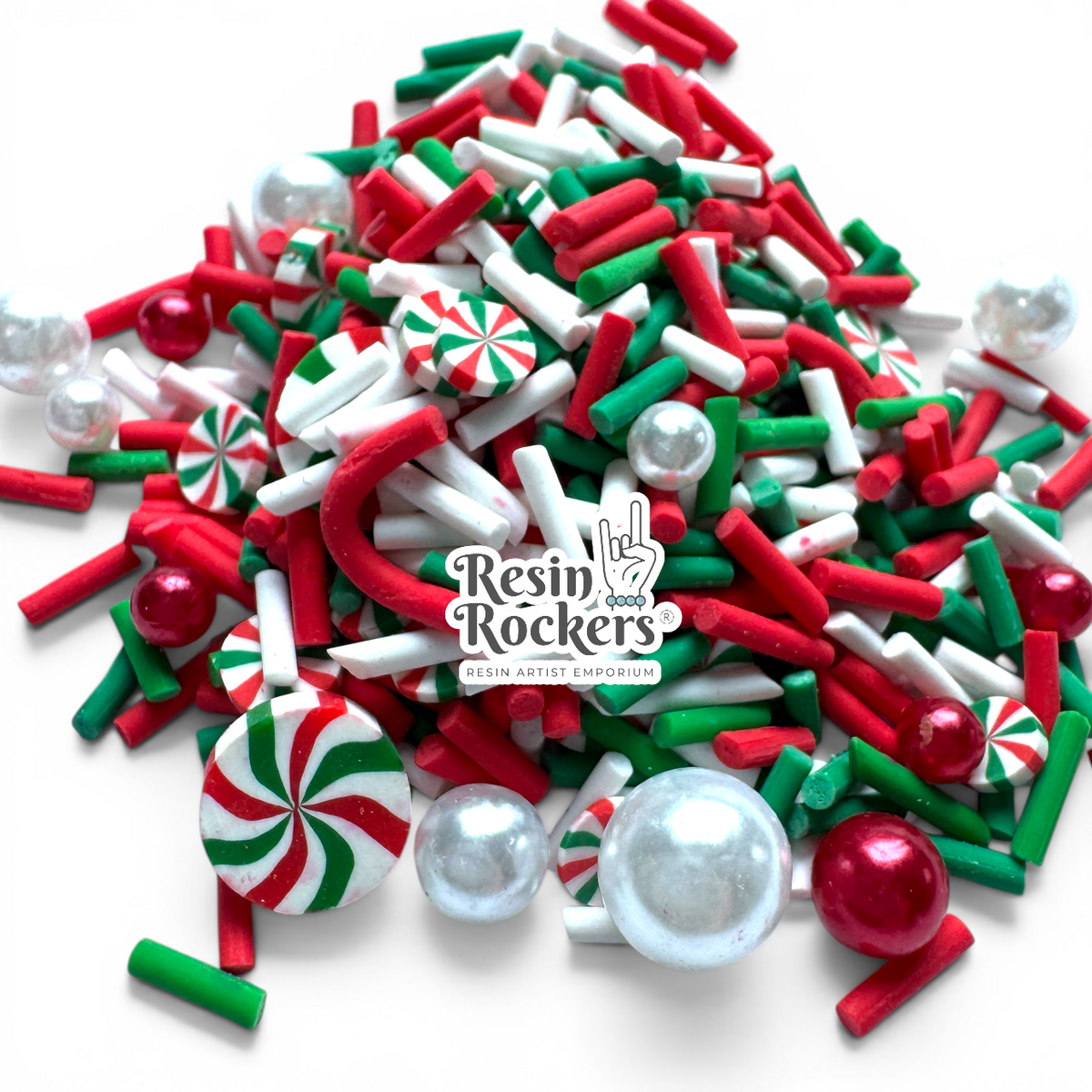 Christmas Candy and Pearls Polymer Clay Piece Mix