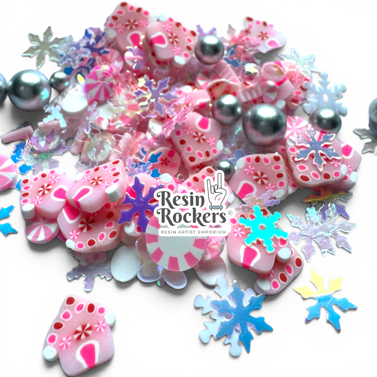 Winter Wonderland Glitter and Polymer Clay Piece Mix